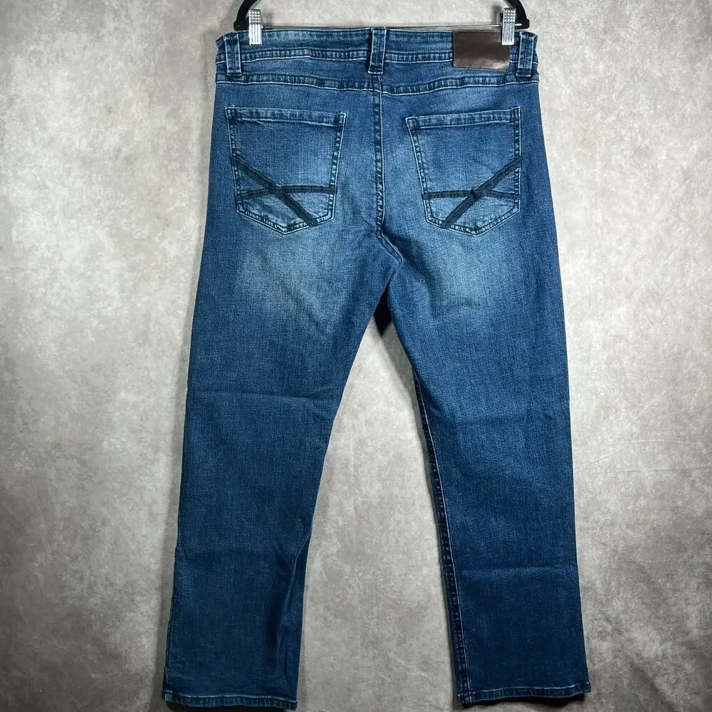 The Axel Jeans Mens Size 36X32 Blue Medium Wash Denim Straight Leg‎ Stretch